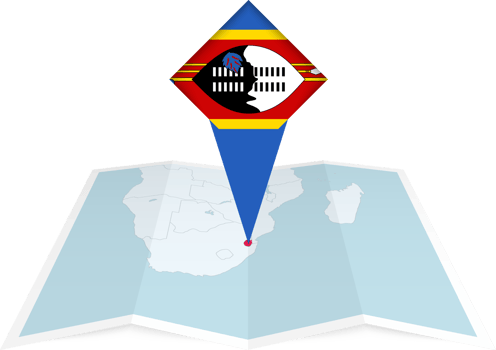 Swaziland pin flag and map on a folded map png
