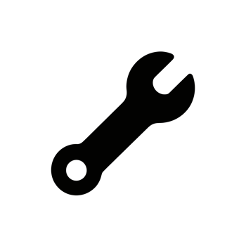 A solid black silhouette of a wrench is centered cutouts png