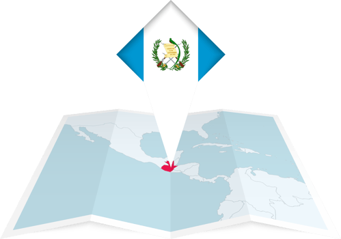 Guatemala pin flag and map on a folded map png