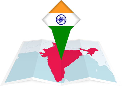 India pin flag and map on a folded map png