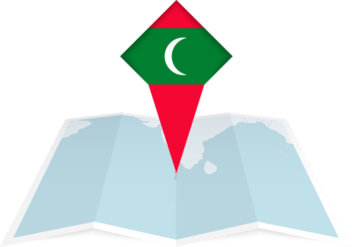 Maldives pin flag and map on a folded map png