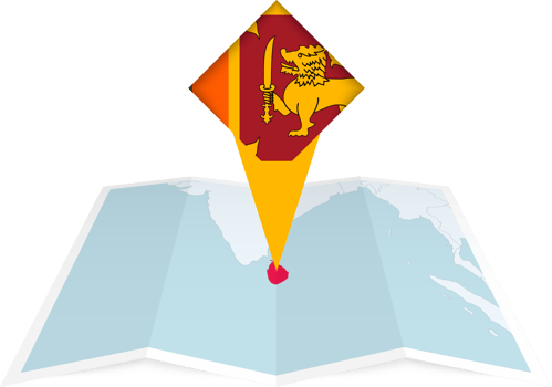 Sri Lanka pin flag and map on a folded map png