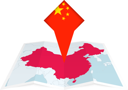 China pin flag and map on a folded map png