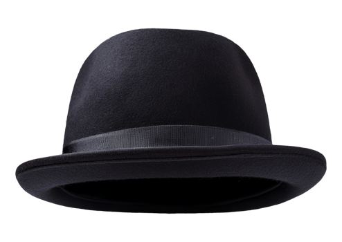 Classic Black Bowler Hat isolated object png