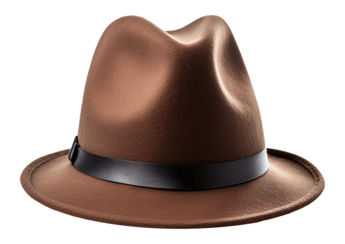 Brown Fedora Hat with Black Band png