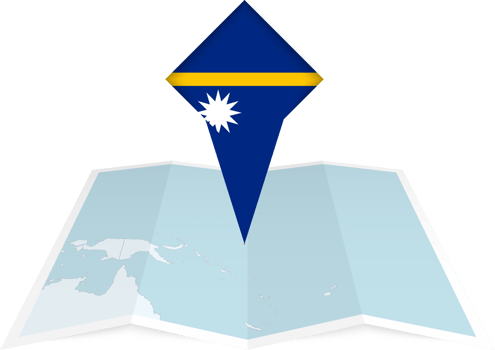 Nauru pin flag and map on a folded map png