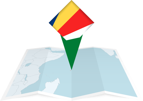 Seychelles pin flag and map on a folded map png