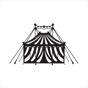 a circus tent with striped silhouette on white background vector