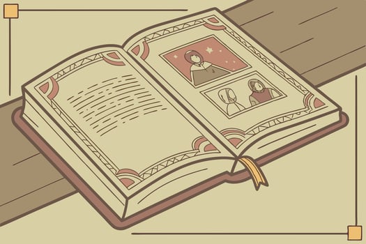 book open to a page of carefully designed text and images, reflecting the creativity and knowledge shared on World Book and Copyright Day vector