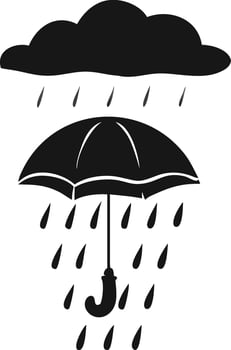 Black Umbrella And Cloud With Rain vector