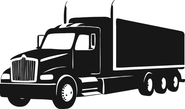 Black And White Semi Truck Silhouette vector