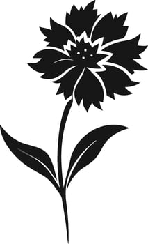 Black Cornflower Silhouette Flower Graphic Illustration vector