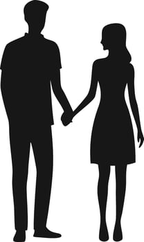 Couple Holding Hands Silhouette Illustration vector