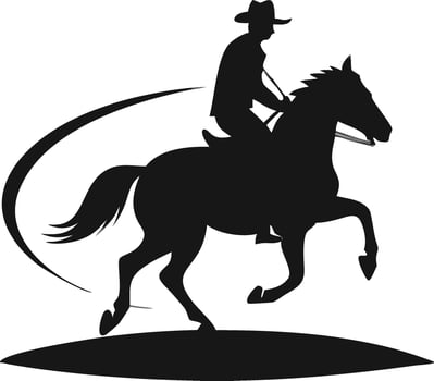 Cowboy Riding Horse Black Silhouette Art vector
