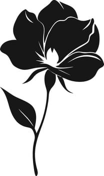 Elegant Black And White Rose Silhouette vector