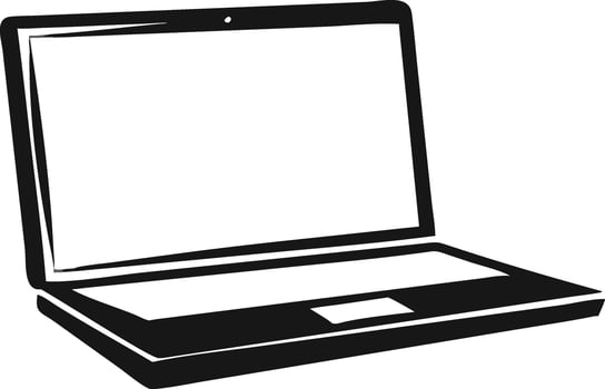 Laptop Illustration Simple Black And White vector