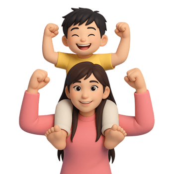 3D illustration of strong mother carrying her child png