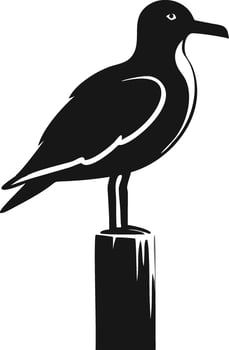 Seagull Perched Graphic Bird Illustration vector