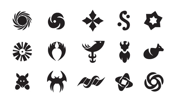 Abstract Geomatic Shape swirl spiral decorative logo motion texture flower botanical outline company symbol icon energy business set vintage circle leaf fire water bird wing retro vector