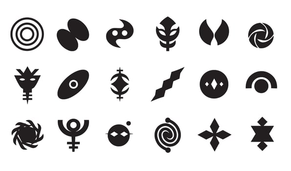Abstract Geomatic Shape decorative botanical flower outline swirl motion spiral texture logo icon business energy symbol company vintage set circle leaf fire water bird wing retro vector