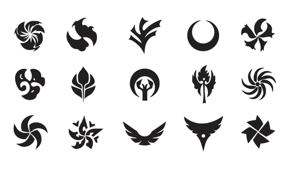 Abstract Geomatic Shape motion energy swirl spiral texture botanical flower decorative outline company logo icon business symbol vintage set circle leaf fire water bird wing retro vector