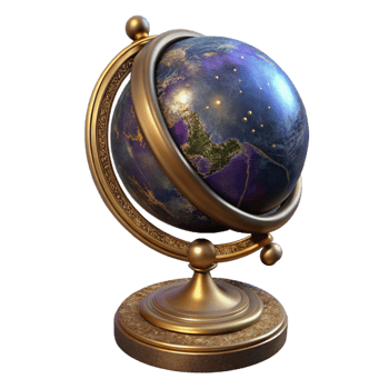 elegant artistic Antique Globe Stand with Detailed Carvings Isolated genuine png