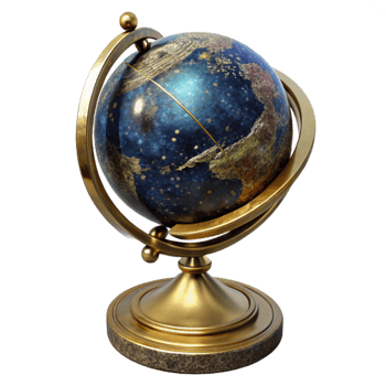 wonderful minimalist Antique Globe with Brass Stand Isolated authentic png