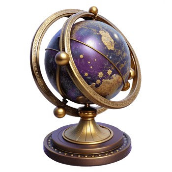 elegant rustic Antique Globe with Ornate Stand Isolated exclusive png