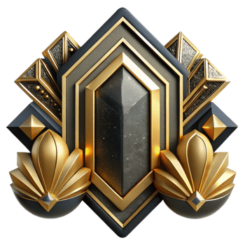 impressive contemporary Art Deco Border Gold and Black Transparent Background high resolution png