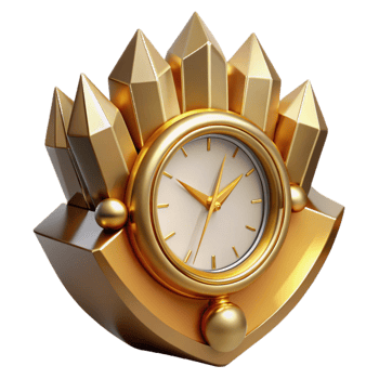 wonderful vintage Art Deco Clock Gold Isolated on Transparent Background high quality png