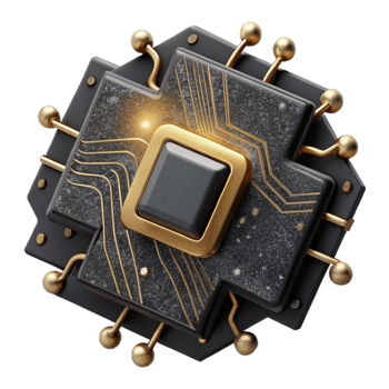 dramatic contemporary Black Circuit Board Fractal Cutout Isolated detailed png