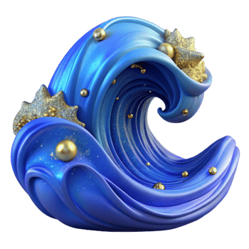 wonderful artistic Blue Ocean Wave Fractal Design Isolated detailed png