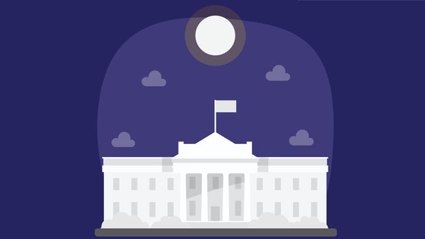 iconic American White House building, the official residence and office of the President of the United States vector