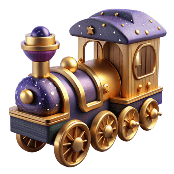 elegant vintage Carved Wooden Toy Train Classic Style Cutout Element authentic png