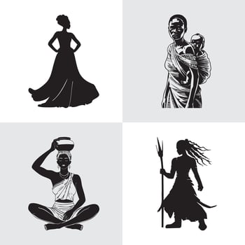 Silhouette of African Women in Traditional Attire vector