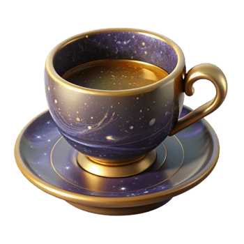 magnificent artistic Ceramic Teacup with Saucer Matching Pattern Transparent Background premium png