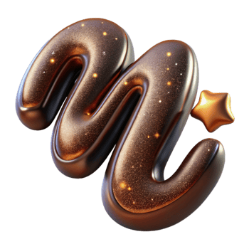 elegant vintage Chocolate Handwritten Font Mu Symbol Isolated on Transparent Background high quality png
