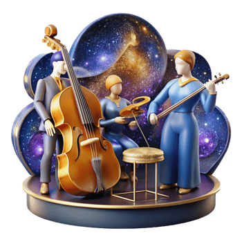 vibrant minimalist Classical Orchestra Cutout with Musicians and Instruments original png