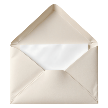 Open Ivory Envelope with Blank Note on Transparent Background png