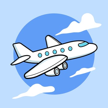 White airplane in the sky vector
