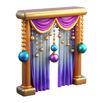 dramatic traditional Colorful Beaded Curtain Front View Isolated on Transparent Background professional png