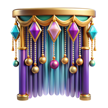 impressive creative Colorful Beaded Curtain Front View Isolated on Transparent Background authentic png