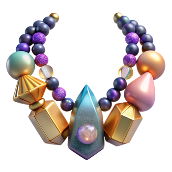 vibrant modern Colorful Beaded Necklace Transparent Background Cutout genuine png