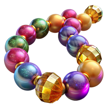 vibrant contemporary Colorful Glass Beads Strung Together Isolated png