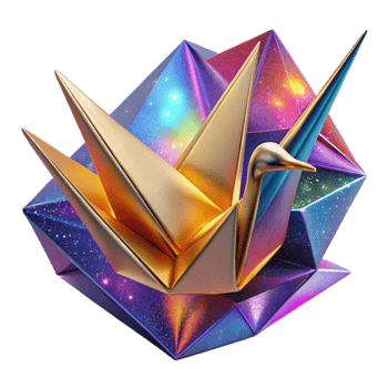 dramatic vintage Colorful Origami Crane Isolated Folded Paper Art genuine png
