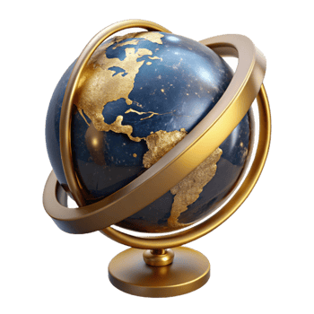 stunning minimalist D Globe with Rotating Axis Cutout Element premium png