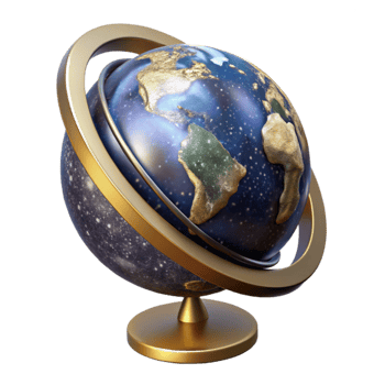 elegant contemporary D Globe with Rotating Axis Cutout Element professional png