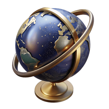 dramatic classic D Globe with Rotating Axis Cutout Element genuine png