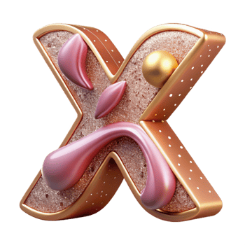 impressive rustic Dusty Rose Decorative Font Letter X Cutout high quality png