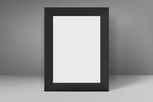 Vertical blank premium black wood frame with white paper. 3d mockup vector
